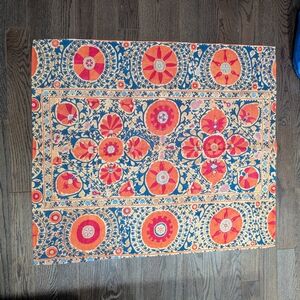Society6 Vibrant Orange and Blue Floral Tapestry
